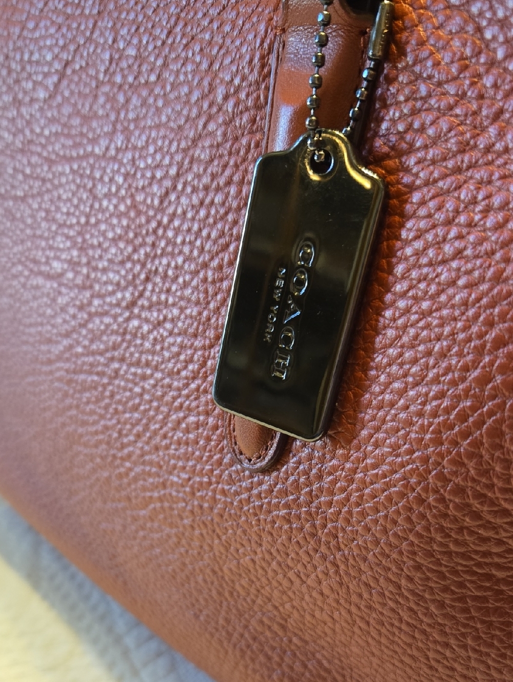 Coach Pebbled Leather Satchel in Cognac Orange - Picture 4 of 16